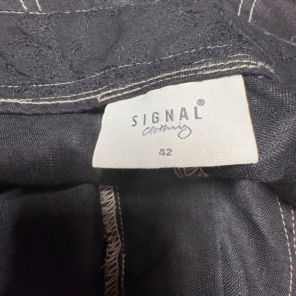SIGNAL CLOTHING 100% Linen Black Barrel Pants Multi Pocket Riveted Detail Sz 12 - Picture 5 of 10